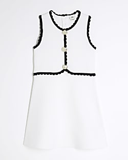 Girls White Knitted Shell Dress