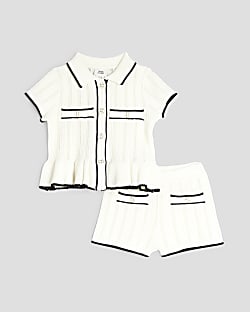 Baby Girls Cream Boucle Peplum Set