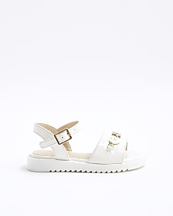 Mini Girls Cream Chain Sandals