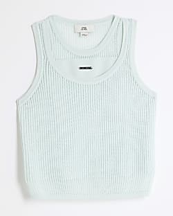 Girls Blue 2 in 1 Tank Top