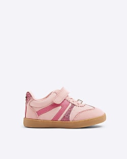 Mini Girls Pink Glitter Trainers