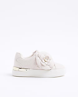 Mini Girls Pink Flower Trainers