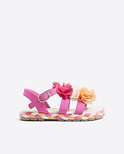 Mini Girls Pink Flower Sandals