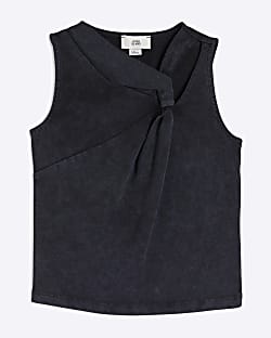 Girls Grey Knot Tank Top