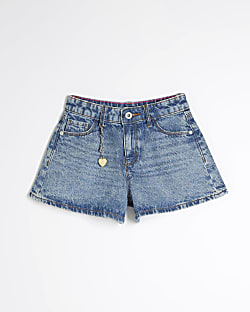Girls Blue Denim Charm Shorts