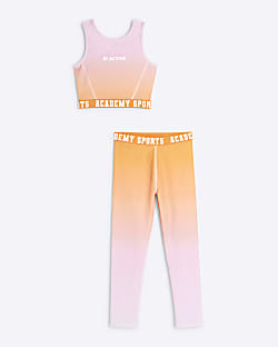 Girls Coral RI Active Top And Leggings Set