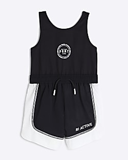 Girls Black RI Active Monochrome Playsuit