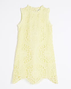 Girls Yellow Lace Shift Dress
