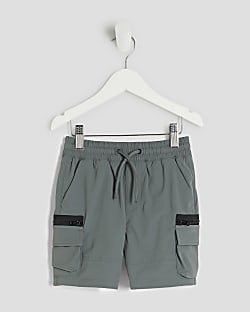 Mini Boys Green Cargo Shorts