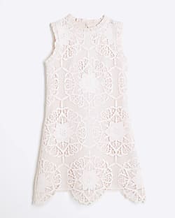 Girls Pink Lace Shift Dress