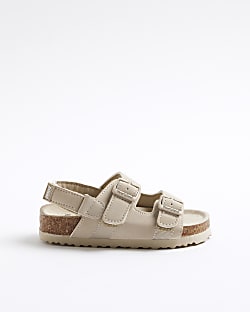 Mini Boys Beige Buckle Corkbed Sandals