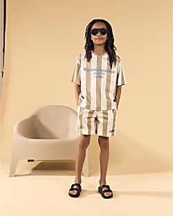 Boys Green Stripe T-shirt And Shorts Set
