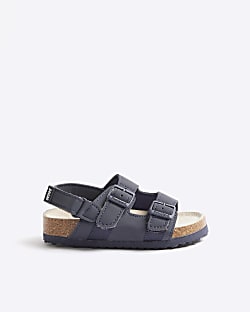 Mini Boys Navy Buckle Corkbed Sandals