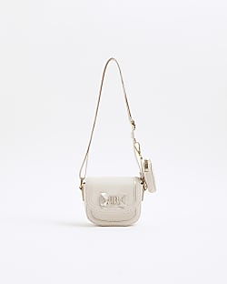 Girls Cream Embossed Cross Body Bag