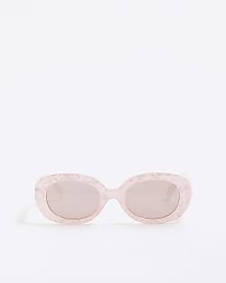 Girls Pink Pearlised Oval Sunglasses