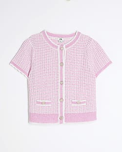 Girls Pink Boucle T-Shirt