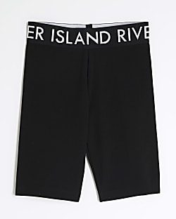 Girls Black RI Waistband Cycling Shorts