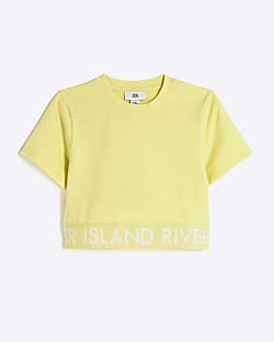 Girls Yellow RI Waistband Crop Top