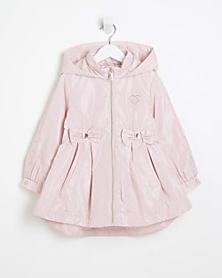 Mini Girls Pink Cinched Frill Raincoat