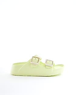 Girls Green Pearl Moulded Sandals