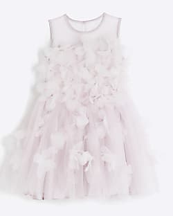 Girls Pink Rose Embellished Prom Dress