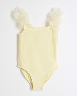 Mini Girls Yellow 3D Flower Swimsuit