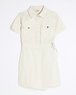 Girls Twill Wrap Shirt Dress