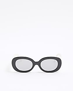 Mini Girls Black Monogram Oval Sunglasses