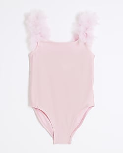 Mini Girls Pink 3D Flower Swimsuit