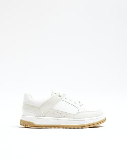 Boys Stone Faux Leather Trainers