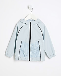 Mini Boys Blue Sporty Piped Jacket