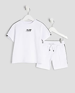 Mini Boys White RR Taped T-shirt & Shorts Set