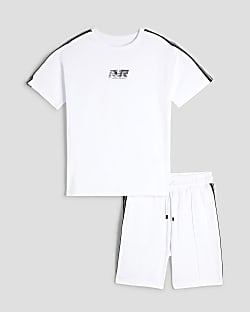 Boys White RR Taped T-shirt Set