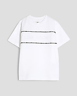 Boys White Piped T-Shirt