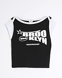 Girls Black Brooklyn Graphic T-Shirt