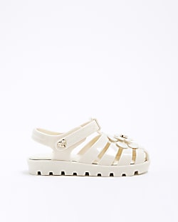Mini Girls Cream Floral Jelly Sandals