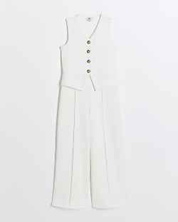 Girls white waistcoat jumpsuit
