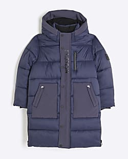 Boys Navy Puffer Jacket River Island