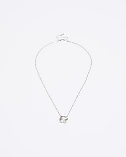 Silver colour flower necklace