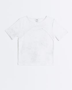 Girls silver metallic foil t-shirt
