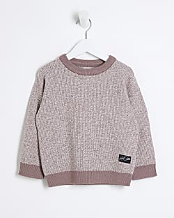 Mini Boys Pink Speckled Jumper River Island