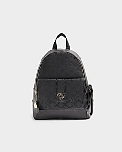 Girls pink RI embossed pocket backpack River Island