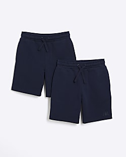 Boys navy shorts 2 pack River Island