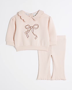 Baby girls pink frill collar sweatshirt set