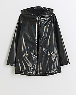 Girls black raincoat discount