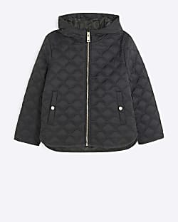 River island black puffer coat sale