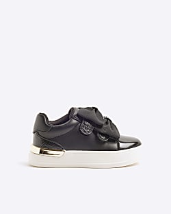 Mini Girls Black Bow Trainers River Island