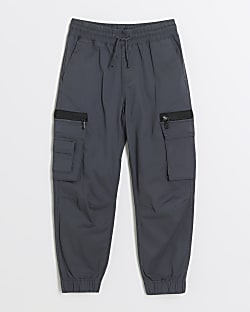Boys Black cargo trousers River Island