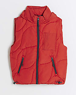 Boys red wave padded gilet
