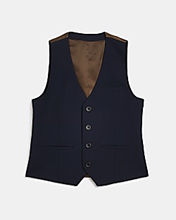 Boys navy suit waistcoat